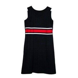 Signature Collection Vicki Wayne Black Sheath Dress Red Colorblock Sz 14 Vintage